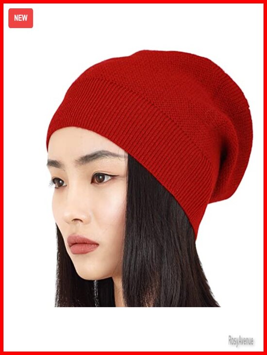 100% Cashmere Beanie in Gift Box, Oversized Women Hat